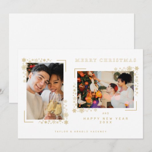 Minimalist Christmas Snowflakes 2 Photos Frame (Voorkant / Achterkant)