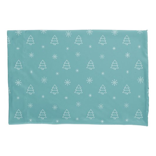 Minimalist Christmas Tree and Snowflake Pattern Kussensloop (Voorkant)