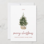 Minimalist Christmas Tree Business Holiday Card Kaart (Voorkant)