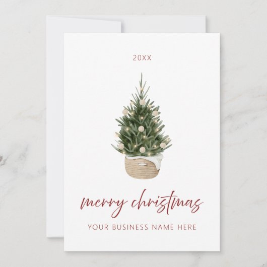 Minimalist Christmas Tree Business Holiday Card Kaart (Voorkant)