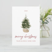 Minimalist Christmas Tree Business Holiday Card Kaart (Staand voorkant)