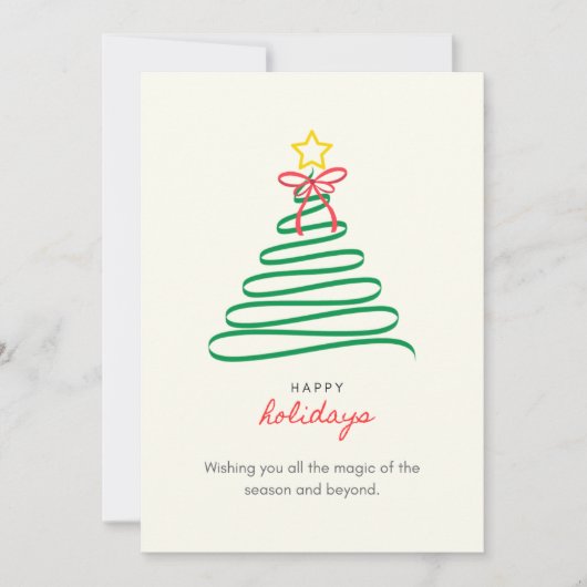 Minimalist Christmas Tree Happy Holidays Card Feestdagenkaart (Voorkant)