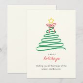 Minimalist Christmas Tree Happy Holidays Card Feestdagenkaart (Voorkant / Achterkant)