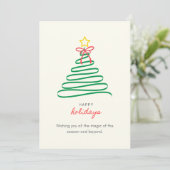 Minimalist Christmas Tree Happy Holidays Card Feestdagenkaart (Staand voorkant)