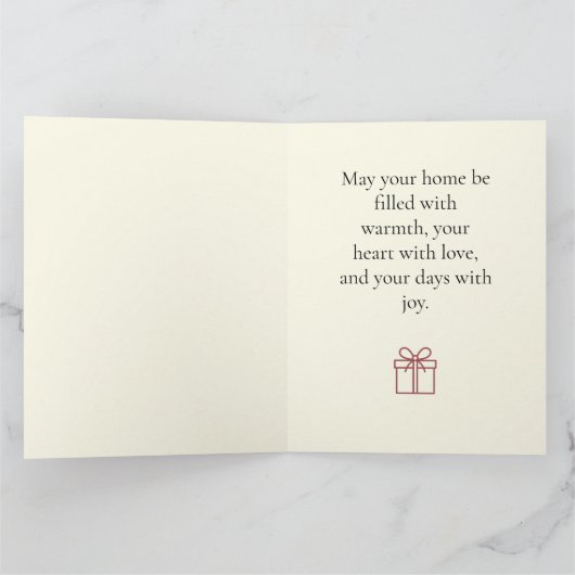 Minimalist Christmas Tree Happy Holidays Folded Ca Kaart (Binnen)