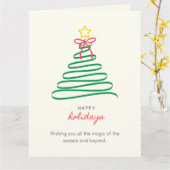 Minimalist Christmas Tree Happy Holidays Folded Ca Kaart (Gele Bloem)