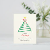 Minimalist Christmas Tree Happy Holidays Postcard Feestdagenkaart (Staand voorkant)