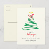 Minimalist Christmas Tree Happy Holidays Postcard Feestdagenkaart (Voorkant / Achterkant)