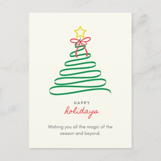Minimalist Christmas Tree Happy Holidays Postcard Feestdagenkaart (Voorkant)