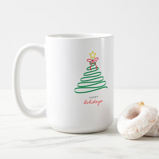 🎄 Minimalist Christmas Tree Holiday Mug Koffiemok (Met donut)