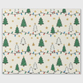 Minimalist Christmas Tree Lights Pattern Gift Cadeaupapier (Vlak)