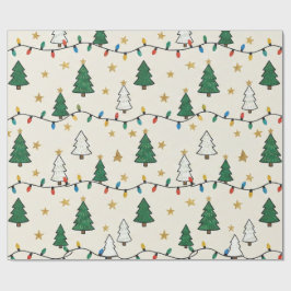 Minimalist Christmas Tree Lights Pattern Gift Cadeaupapier