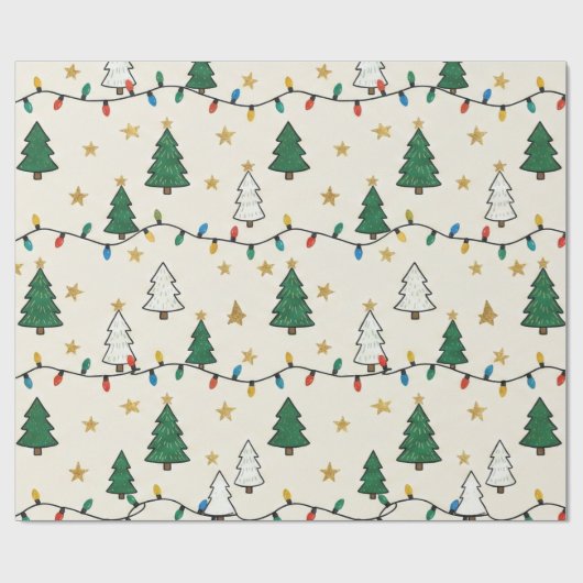 Minimalist Christmas Tree Lights Pattern Gift Cadeaupapier (Vlak)