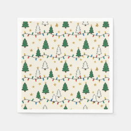 Minimalist Christmas Tree Lights Pattern Party Servet