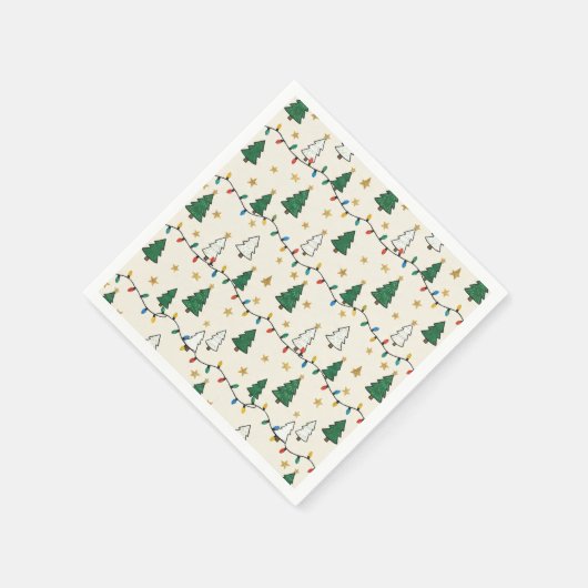 Minimalist Christmas Tree Lights Pattern Party Servet (Hoek)