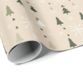 Minimalist Christmas Trees & Snowflakes Seamless Cadeaupapier (Rol Hoek)