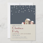 Minimalist Christmas Village Snowy Night Holiday  Kaart (Voorkant)
