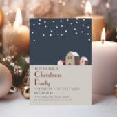 Minimalist Christmas Village Snowy Night Holiday  Kaart