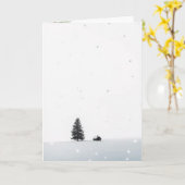 Minimalist Christmas Winter Scene Kaart (Gele Bloem)