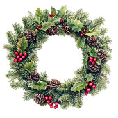 Minimalist Christmas wreath gift bag red green  Medium Cadeauzakje