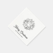 Minimalist Christmas Wreath Line Art Personalized Servet (Hoek)