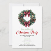 Minimalist Christmas Wreath Party Invitation Kaart (Voorkant)