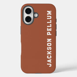 Minimalist Cinnamon Brown Monogram Name Case-Mate iPhone 16 Hoesje