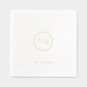  minimalist circle modern wedding monogram folie servetten (Voorkant)