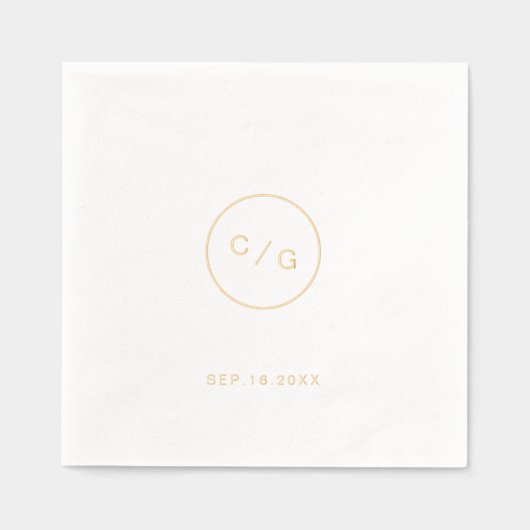  minimalist circle modern wedding monogram folie servetten (Voorkant)