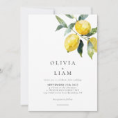 Minimalist Citrus Lemon Watercolor Wedding Kaart (Voorkant)