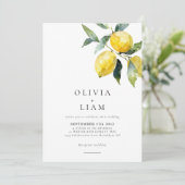 Minimalist Citrus Lemon Watercolor Wedding Kaart (Staand voorkant)