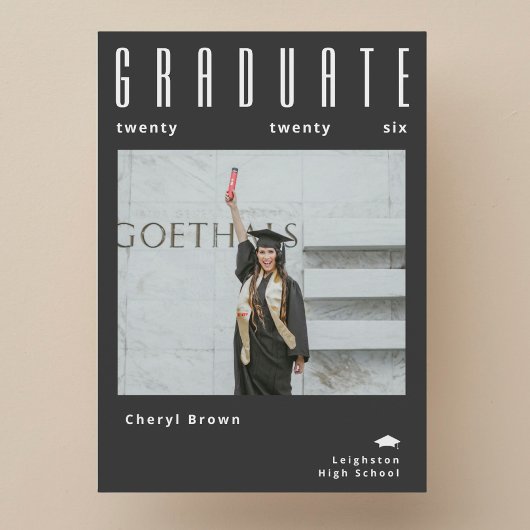 Minimalist class of 2026 Photo Graduation  Kaart