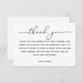 Minimalist Classic Baby Shower | Modern Script Bedankkaart (Voorkant / Achterkant)