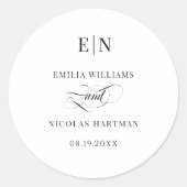 Minimalist Classic Black and White Wedding Ronde Sticker (Voorkant)