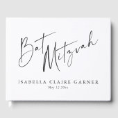 Minimalist Classic Black White Custom Bat Mitzvah Gastenboek (Voorkant)