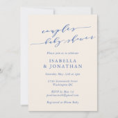 Minimalist Classic Blue Script Couples Baby Shower Kaart (Voorkant)