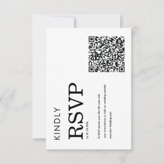 minimalist classic QR black and white RSVP card Kaartje