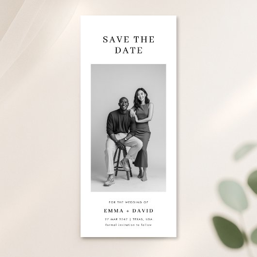 Minimalist Classic Studio Photo Wedding Bookmark Save The Date