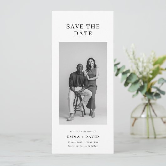 Minimalist Classic Studio Photo Wedding Bookmark Save The Date (Staand voorkant)