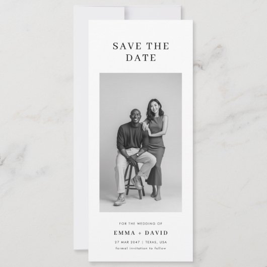 Minimalist Classic Studio Photo Wedding Bookmark Save The Date (Voorkant)