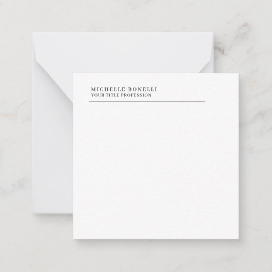 Minimalist Classical Plain Professional Own Name Notitiekaartje (Voorkant)