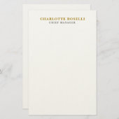 Minimalist Classical Professional Gold Color Briefpapier (Voorkant / Achterkant)