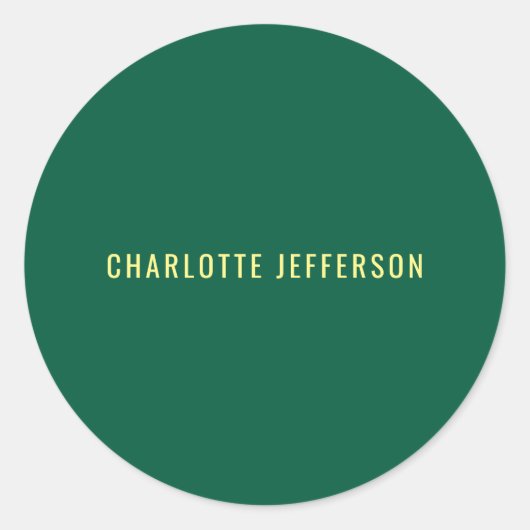 Minimalist Classical Professional Green Yellow Ronde Sticker (Voorkant)