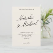 Minimalist Classy Black and Ivory Wedding Kaart (Staand voorkant)