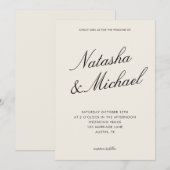 Minimalist Classy Black and Ivory Wedding Kaart (Voorkant / Achterkant)