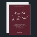 Minimalist Classy Burgundy Wedding Kaart<br><div class="desc">Create your own custom wedding invitations in a minimalist elegant style. Add your personalized details of your wedding day in modern typography with names in classic script design.</div>