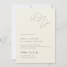 Minimalist Classy Calligraphy Ivory Wedding Kaart