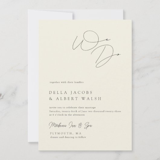 Minimalist Classy Calligraphy Ivory Wedding Kaart (Voorkant)