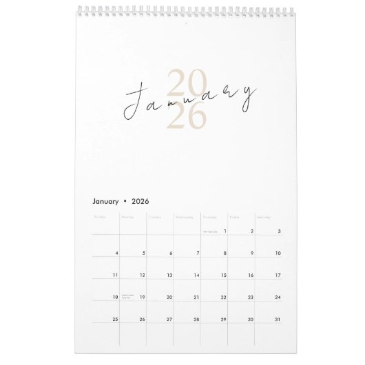 Minimalist Clean Design Kalender (Jan 2026)