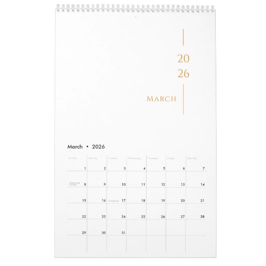 Minimalist Clean Design Kalender (Mar 2026)
